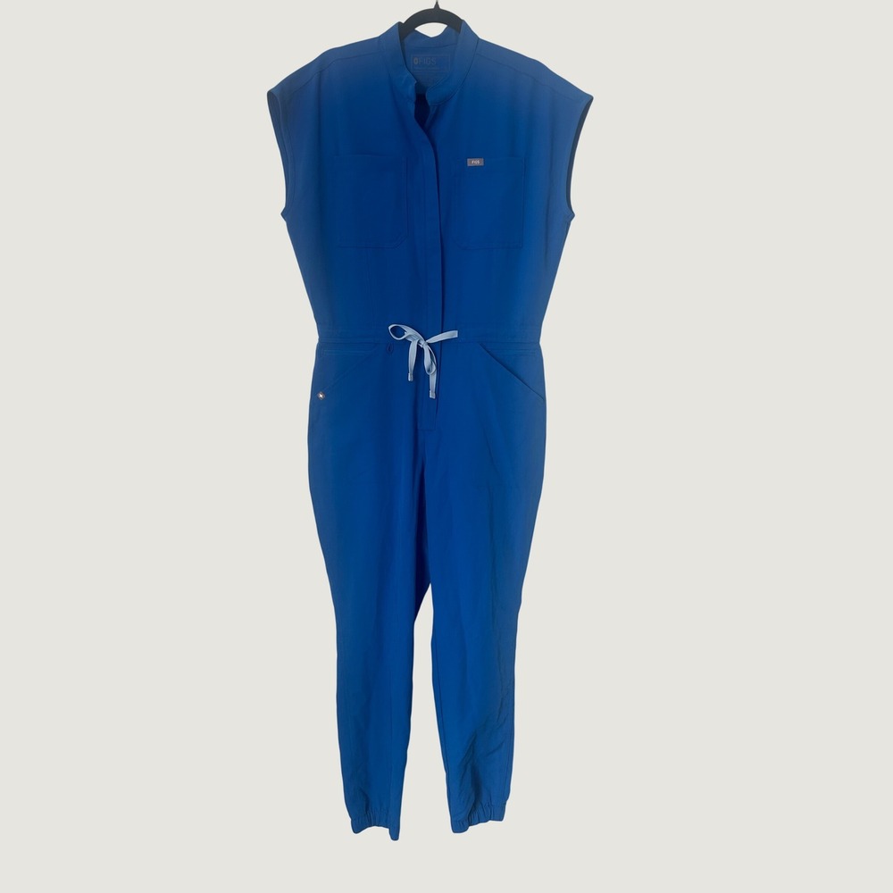 FIGS Rafaela Jumpsuit Women Size M Royal Blue Sleeveless Jogger Scrubs